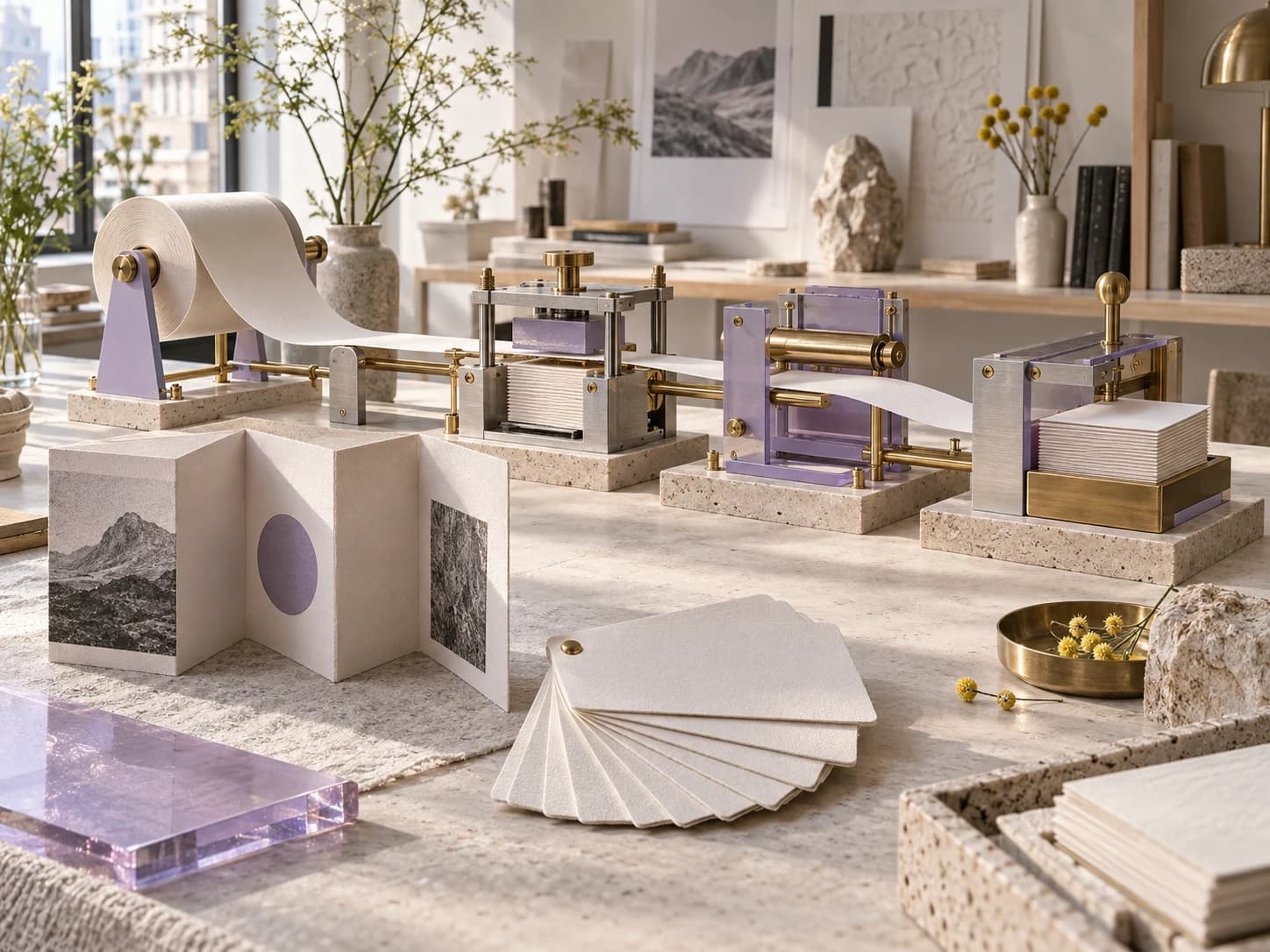A tactile paper apparatus representing a project assembled from connected decisions.